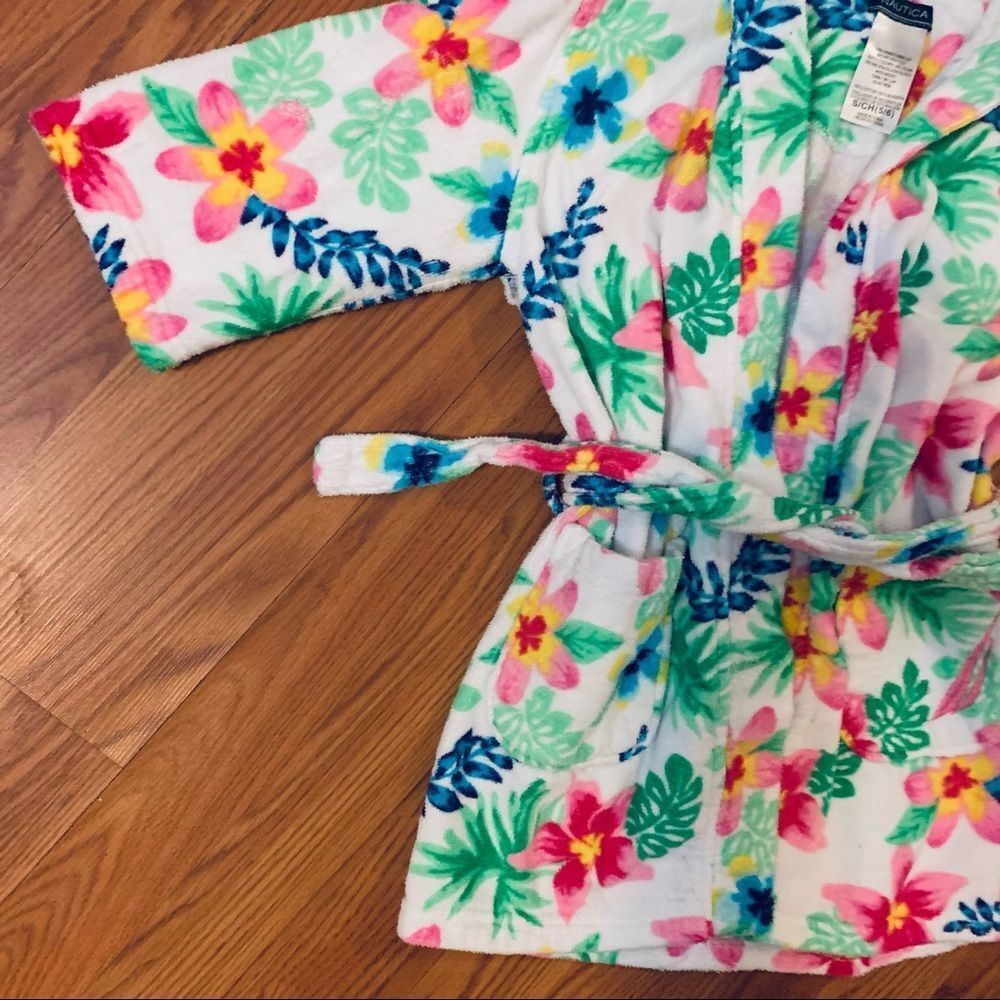 Nautica Bright Colorful Terry Cloth Robe W/Belt Swim Cover Up Size 5/6 - Picture 5 of 13